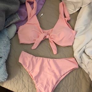 Pink knotted bikini